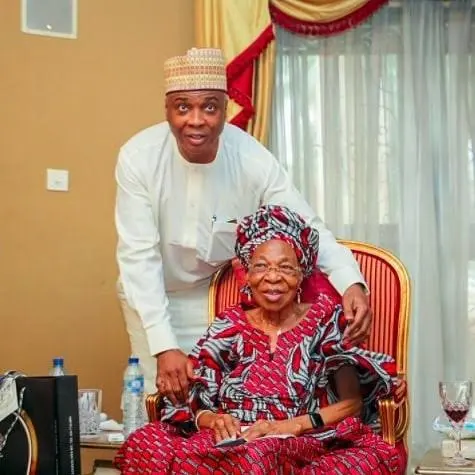 Ex-Senate president, Bukola Saraki and his mother, Florence