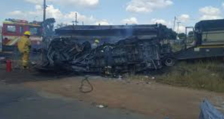 South African school bus crash scene